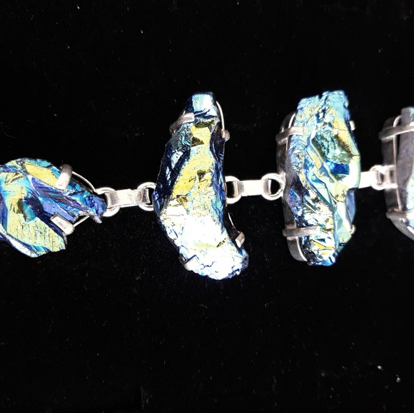 New Rainbow Titanium Crystal Agate Silver Bracelet. - Picture 6 of 8